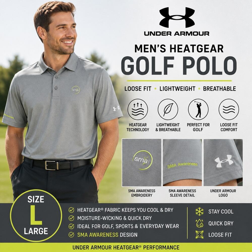Under Armour Mens HeatGear Golf Polo Gray Loose Fit Short Sleeve SMA Awareness L